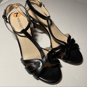 Like New Nine West Black Ankle Strap Heels
